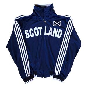 Ghast Men 3XL Navy And White Striped Track Jacket Scotland Spell Out Embroidered
